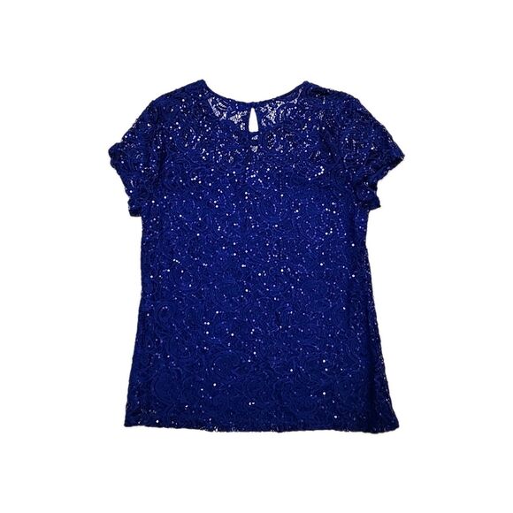 International Concepts Blue Sequin Top Size Large Sparkly Party Formal - Picture 2 of 6